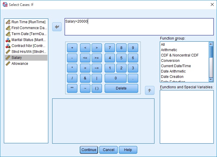 SPSS Select Cases (filter data)