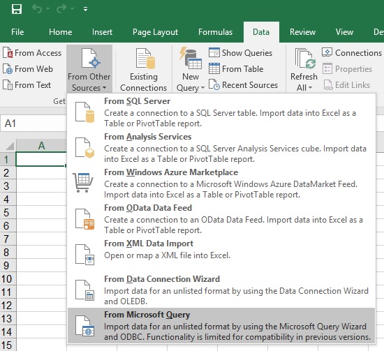 Create Excel Query and update Query