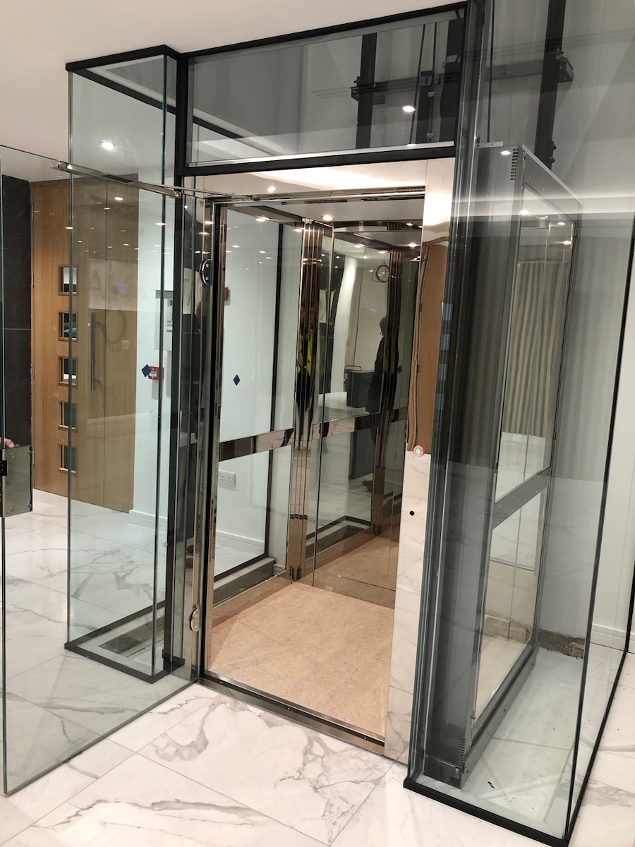 Sovereign House Glass lift in premium Cat A offices in Basildon, Essex