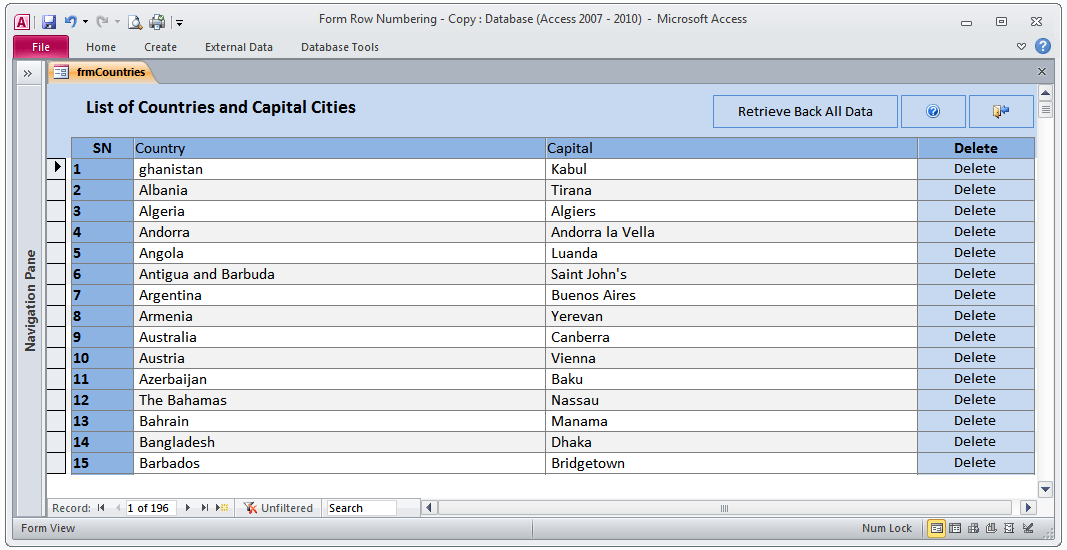MS Access Row Number Using Queries Microsoft Access Programs