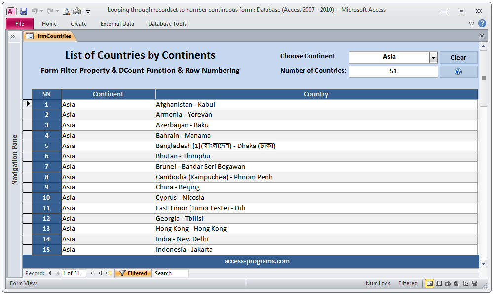 MS Access Row Number on Continuous Form Microsoft Access Programs