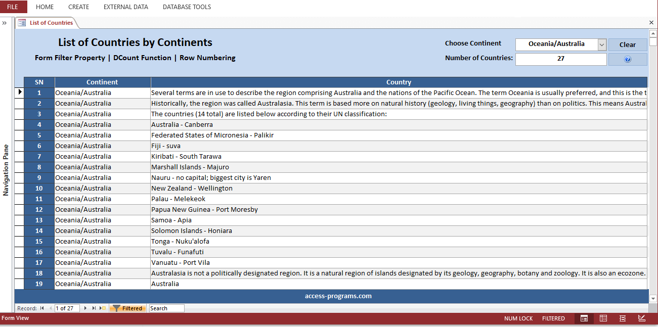 Create row numbers on a Form or Report Microsoft Access Programs