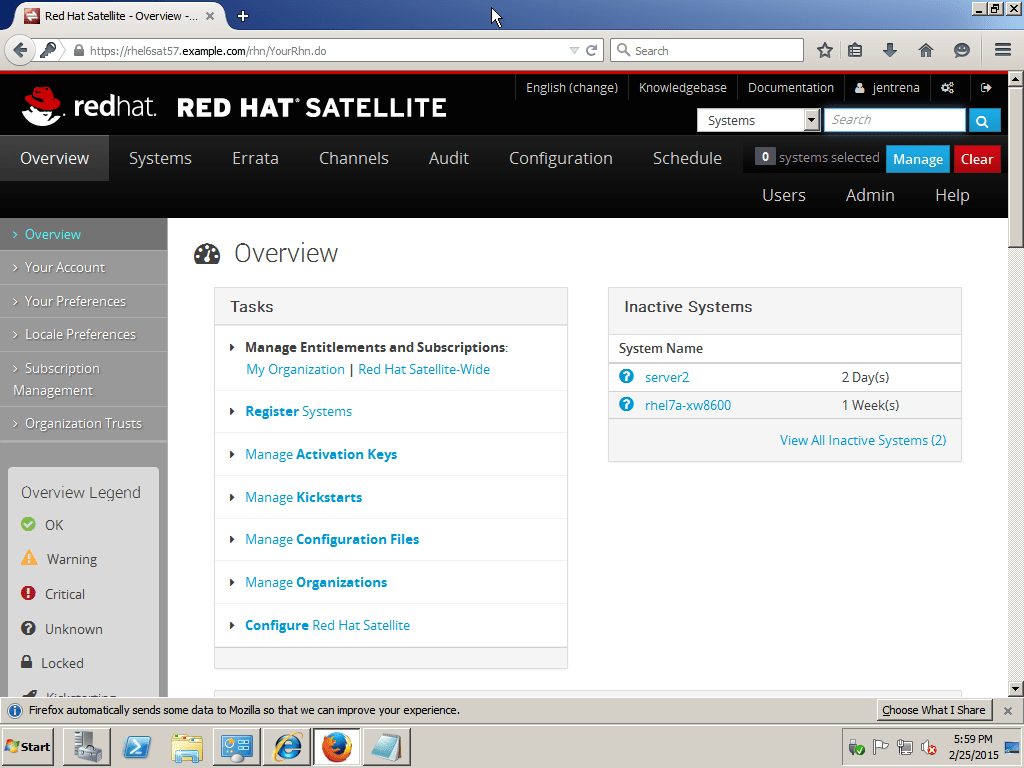 Why is the web interface of Red Hat Satellite 5.7 not rendered properly