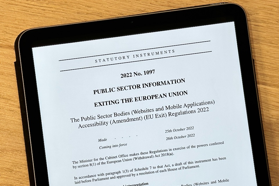 Some changes to the public sector digital accessibility regulations