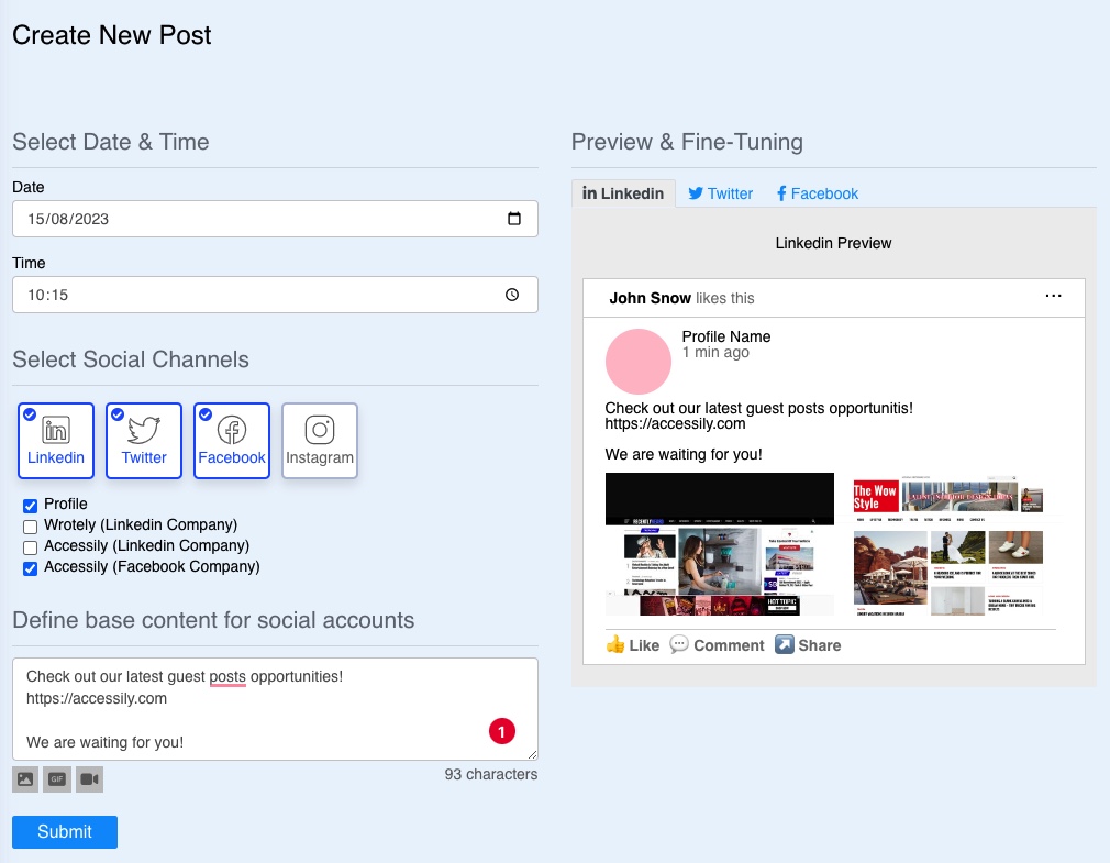 Free Social Media Scheduling Tool Accessily