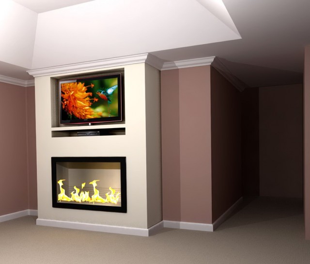 Built In Electric Fireplace And Tv Design