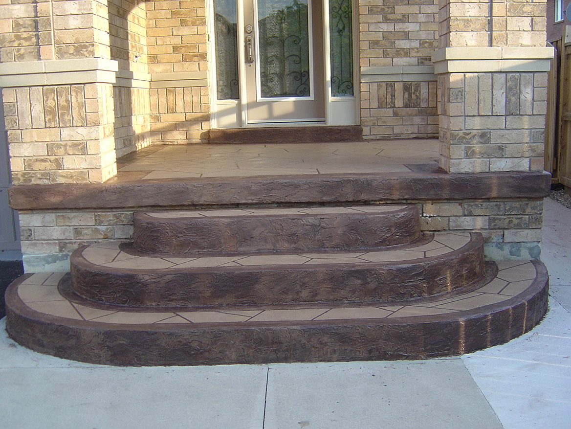 Stamped Concrete Front Porch Steps