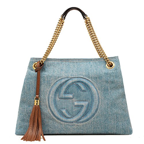 Gucci Soho Blue Denim Large Chain Strap Shoulder Bag Accessorising
