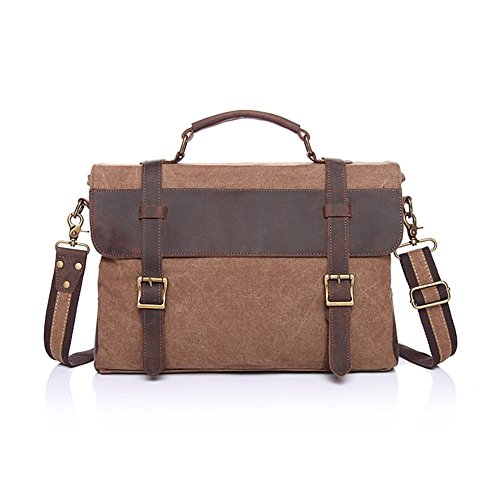 Sechunk Multifunction Cotton Canvas Leather Laptop Bag Messenger Bag