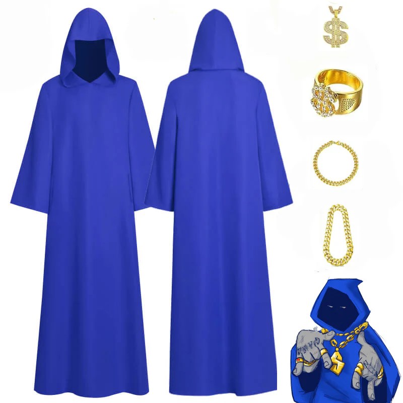 Blue Wizard Cloak Shadow Wizard Money Gang Blue Robe Halloween Costume