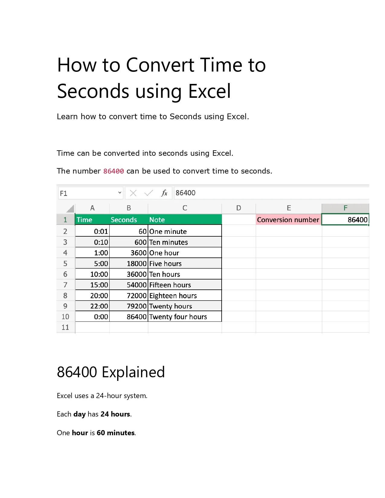 How To Convert Time to Seconds using Excel Master Of Accountants
