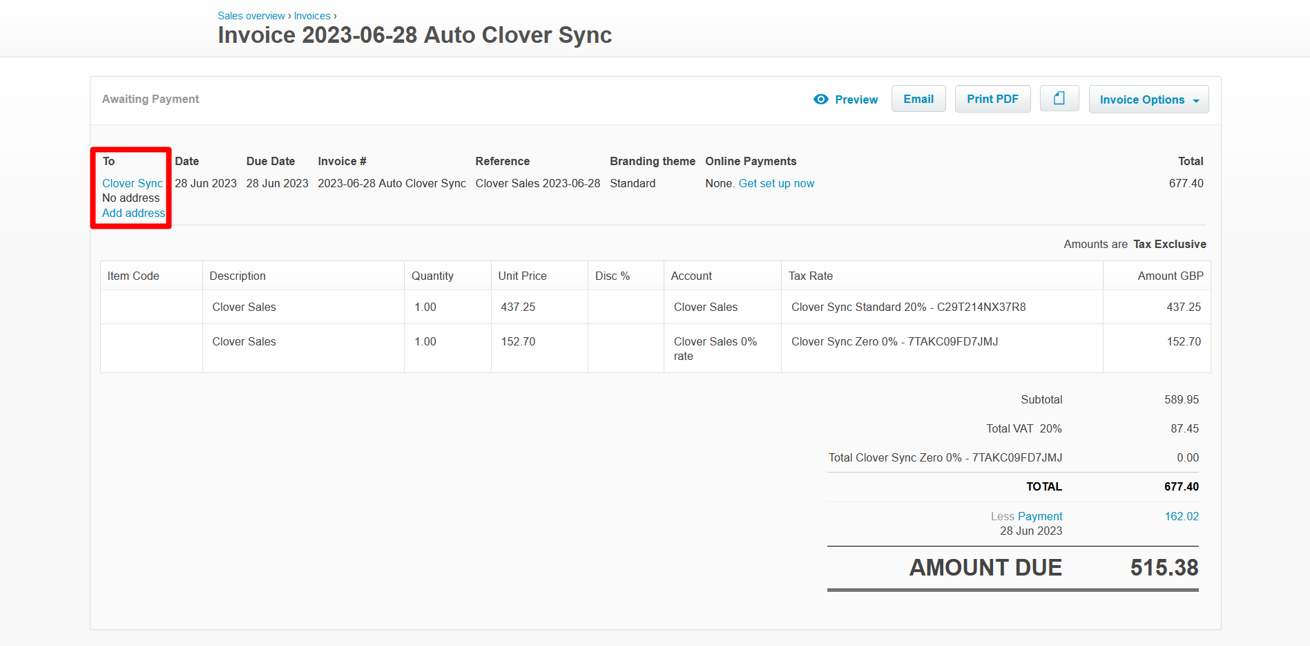 Step 3 Map your Clover fields with Xero Accounting Software Sync