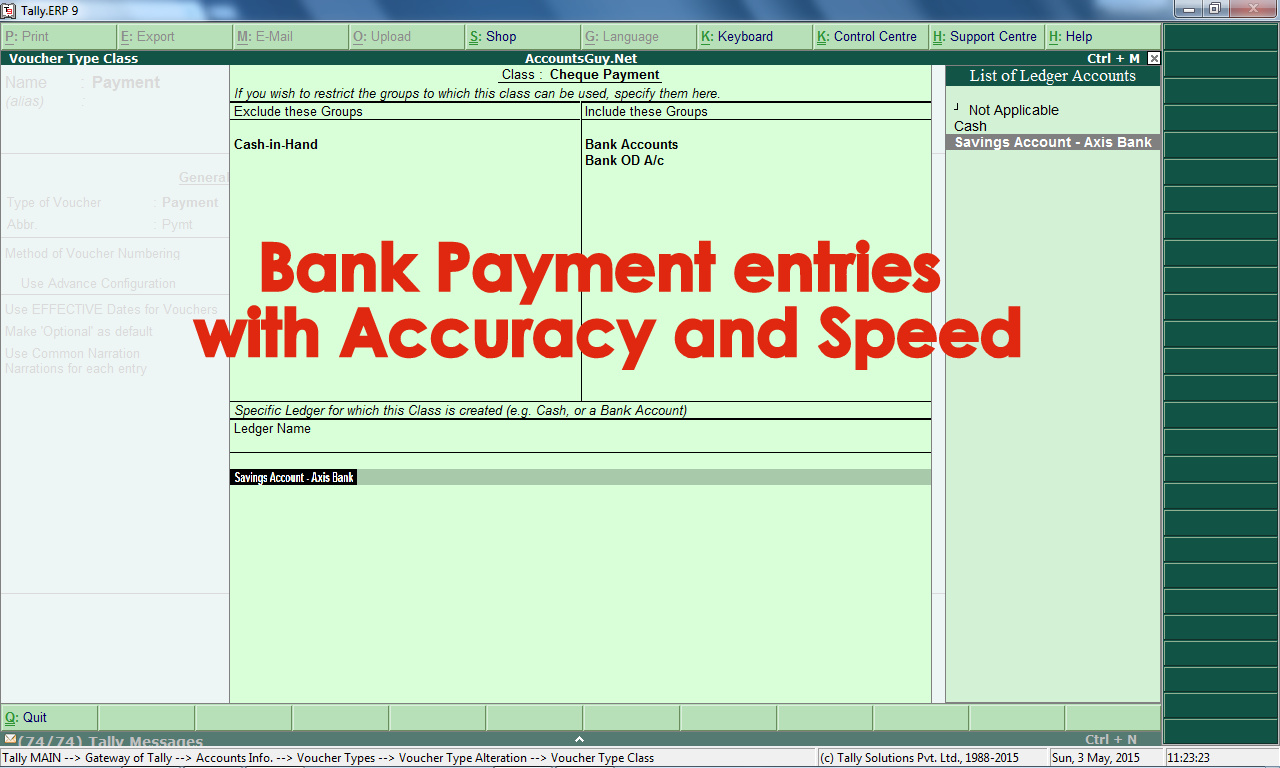 How to record Bank Payments accurately and faster in Tally.ERP 9