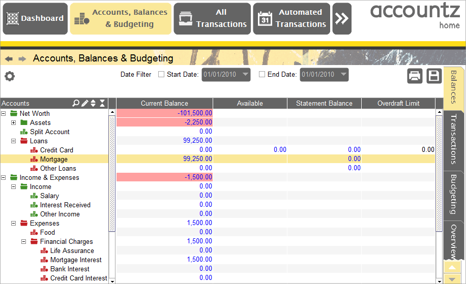 Accountz Mortgage Transactions (Mortgages)