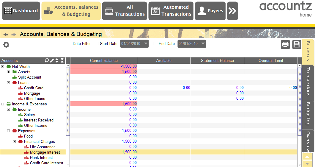 Accountz Mortgage Transactions (Mortgages)