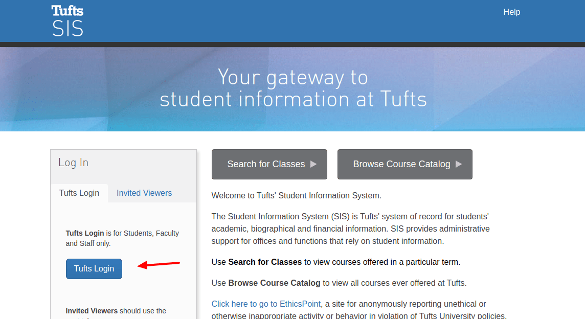 sis.uit.tufts.edu Tufts SIS Faculty Portal Login