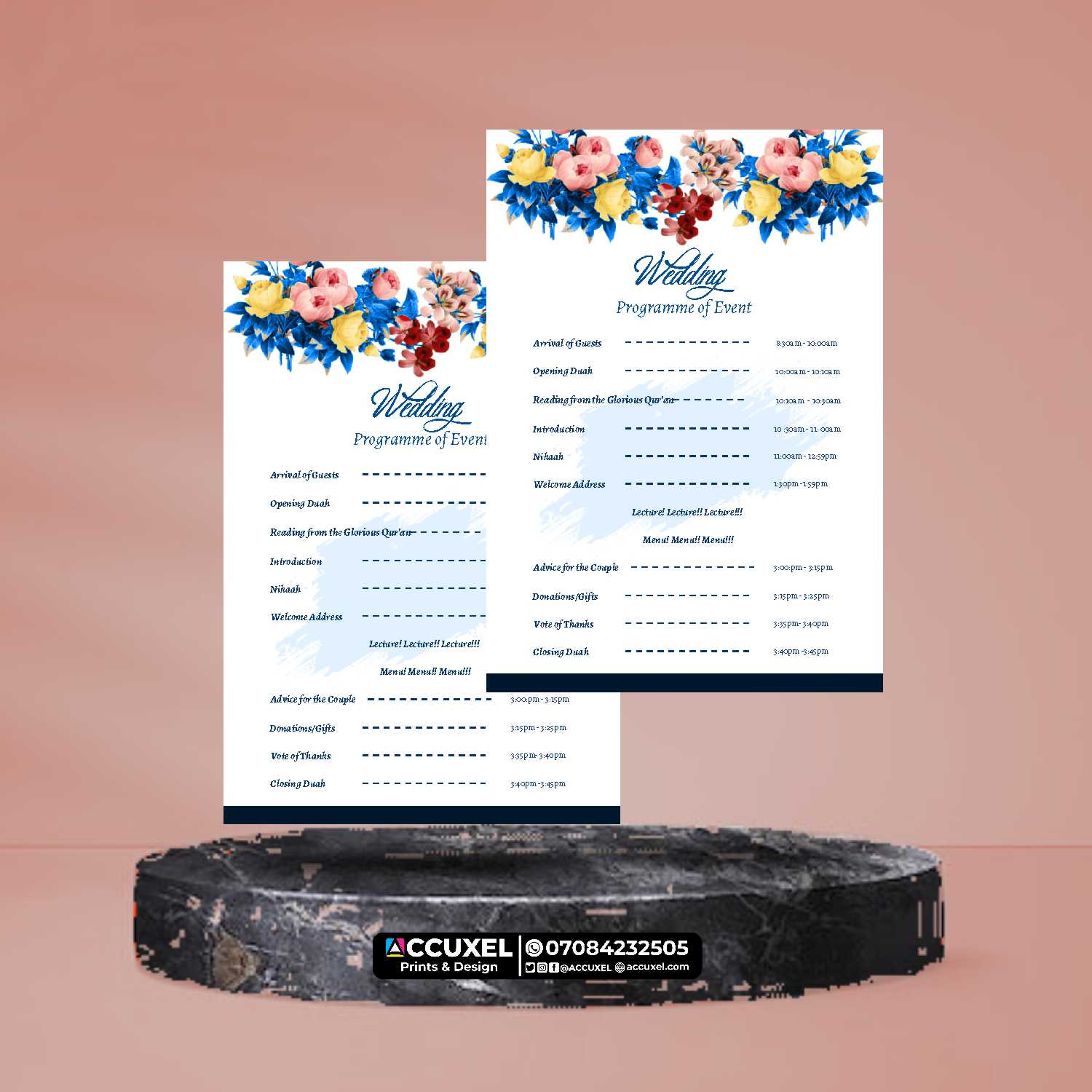 Get Custom A4 Bifold Wedding Program Design And Printing Design And