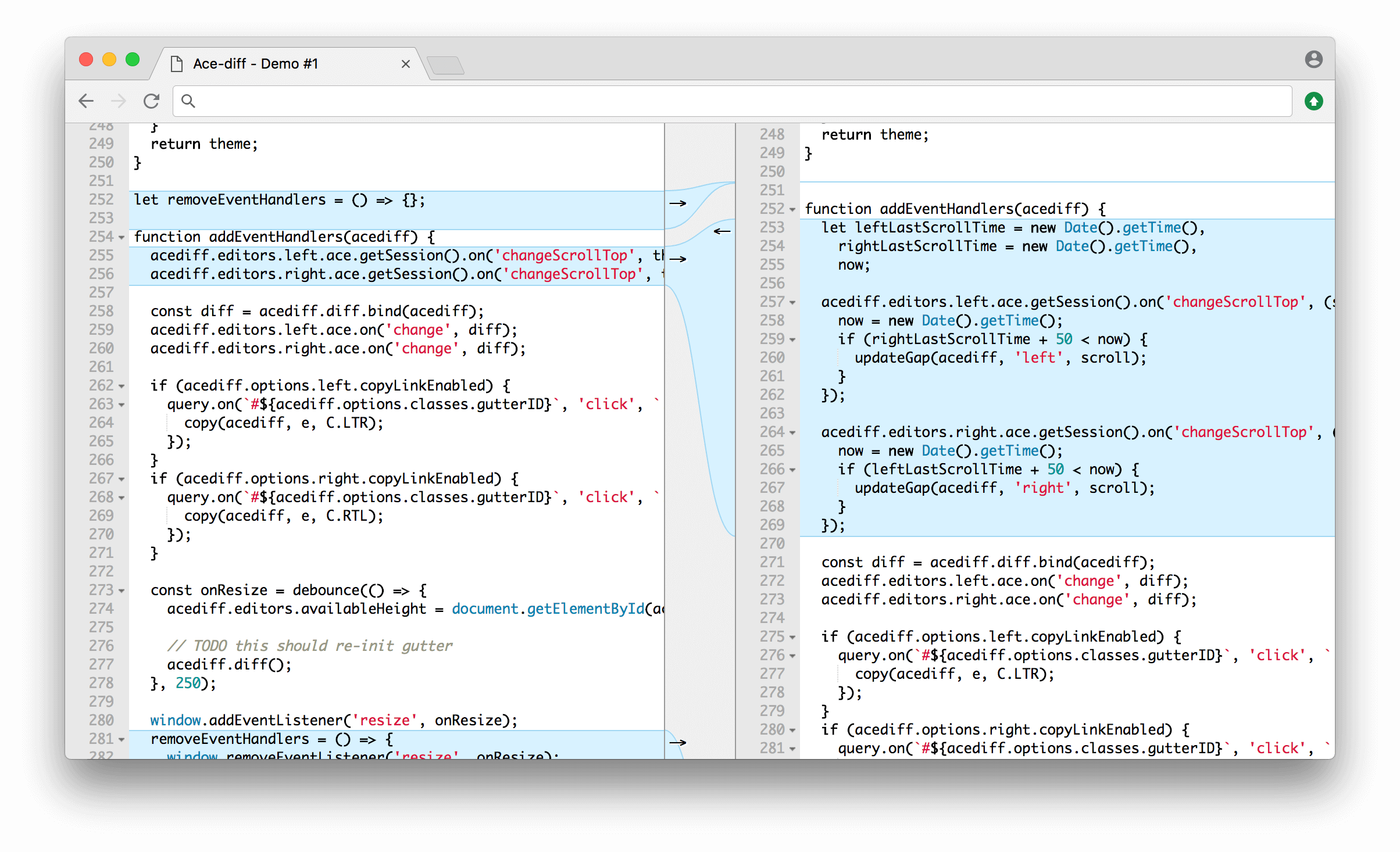 GitHub acediff/acediff A diff/merging wrapper for Ace Editor built