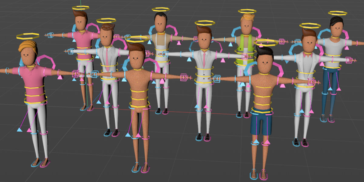 5J People Cinema 4d stylized rigged humans characters