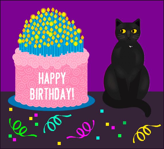 Happy Birthday Cat GIFs. 40 Animated Greeting Cards