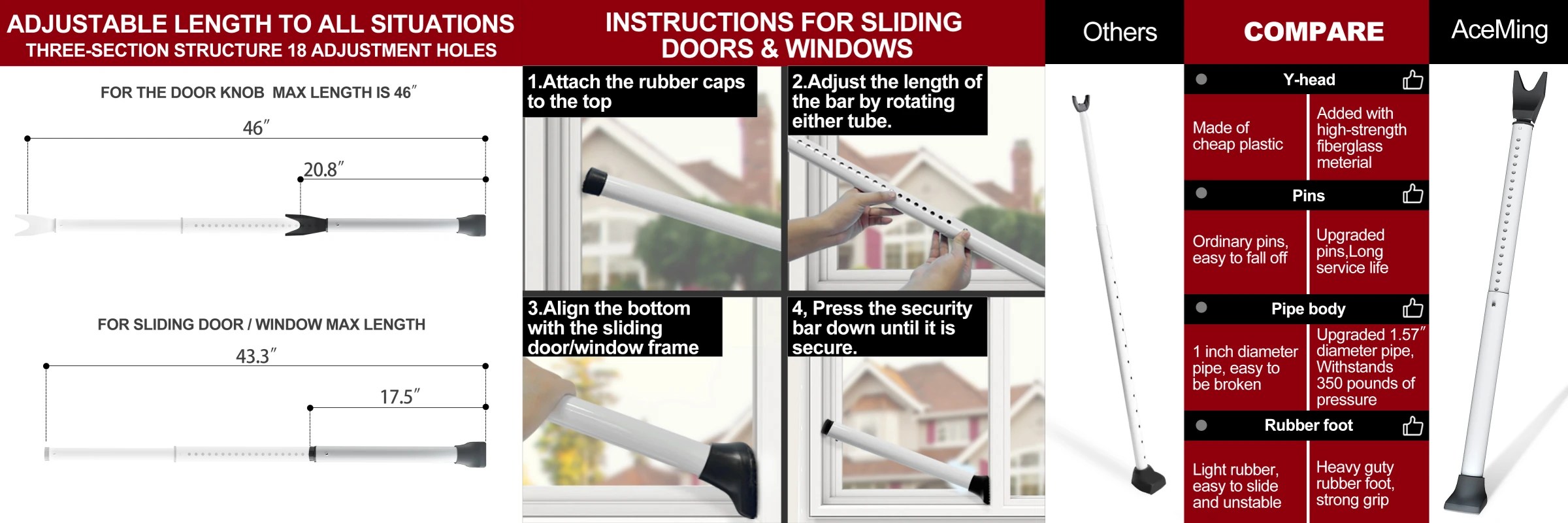 AceMining VS. Master Lock Door Security Bar Acemining