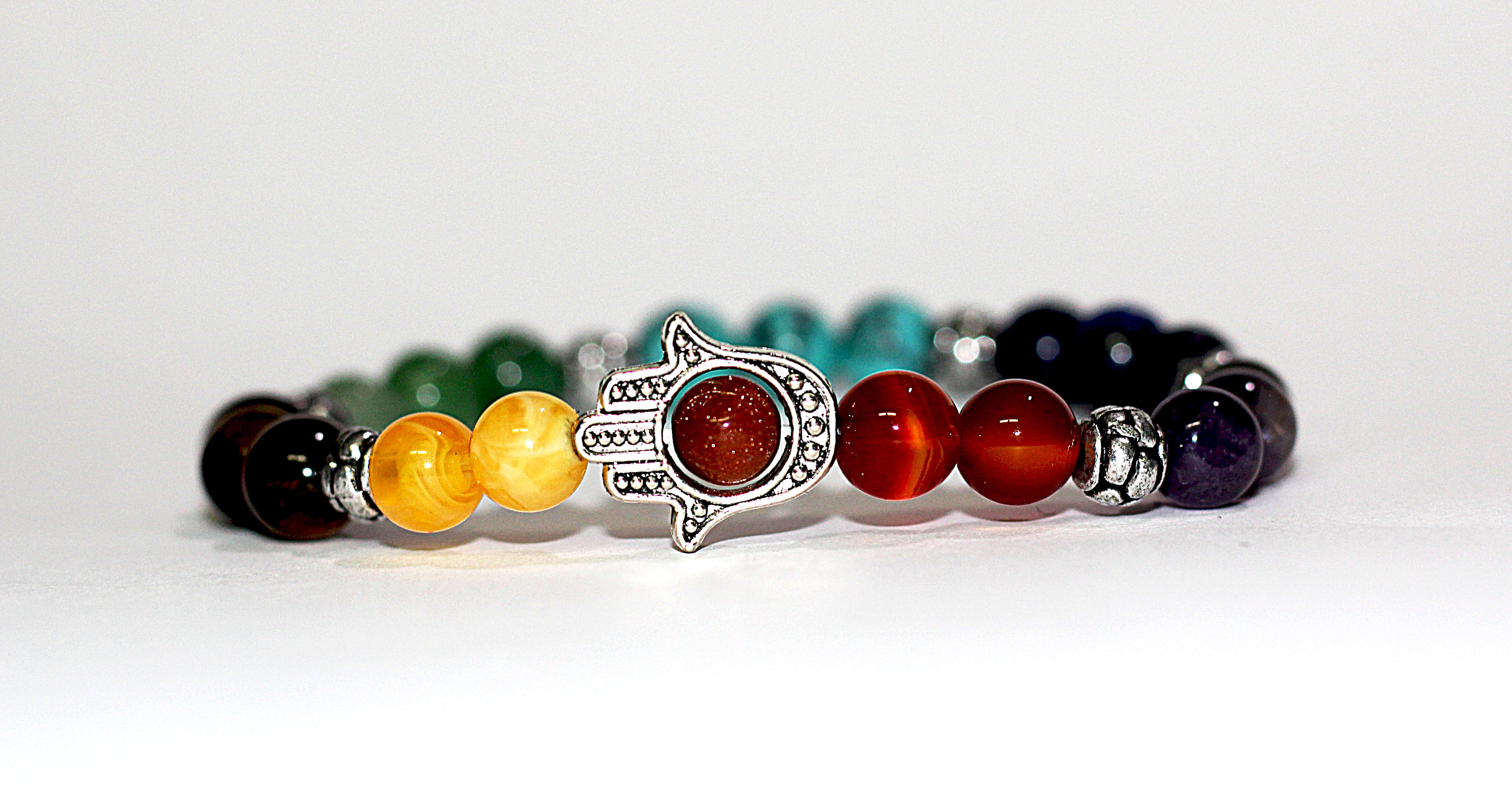 Unisex 7 Chakra Natural Stone Yoga Beads Bracelet