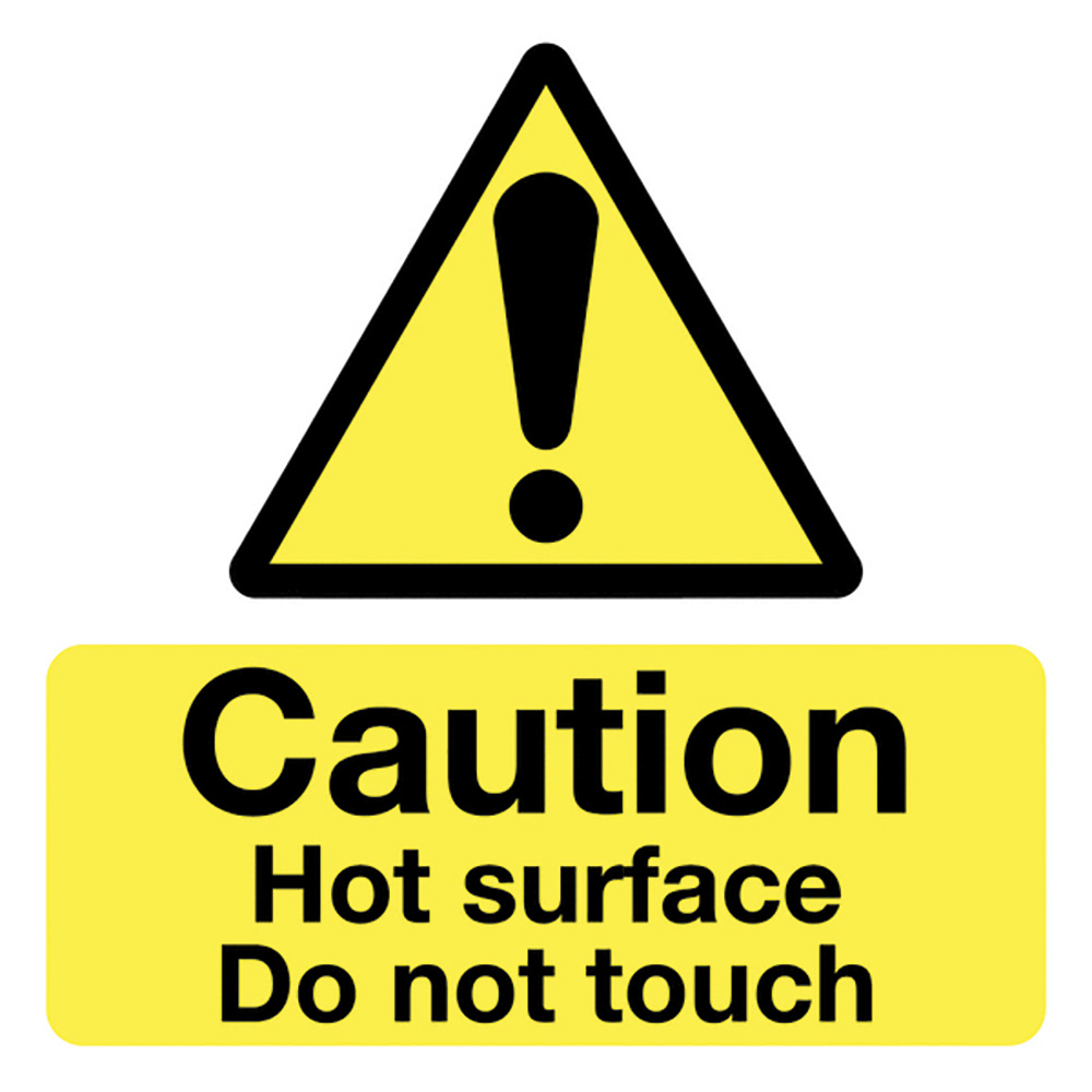 Caution Hot Surface Do Not Touch 50x50mm Self Adhesive Vinyl Pack of 10
