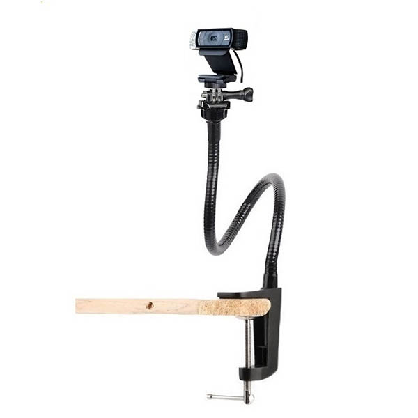 Acetaken 25 inch Flexible Jaw Long Arm Swivel Clamp Clip Mount Holder Stand for Logitech cam
