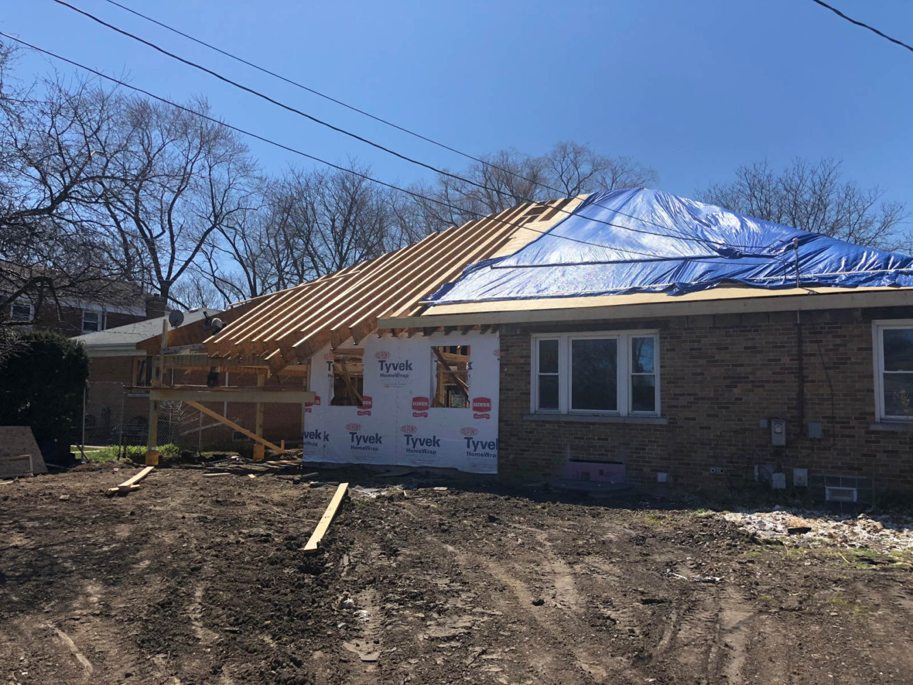 Roof framing at the addition on Kilbourn in Skokie America's Custom