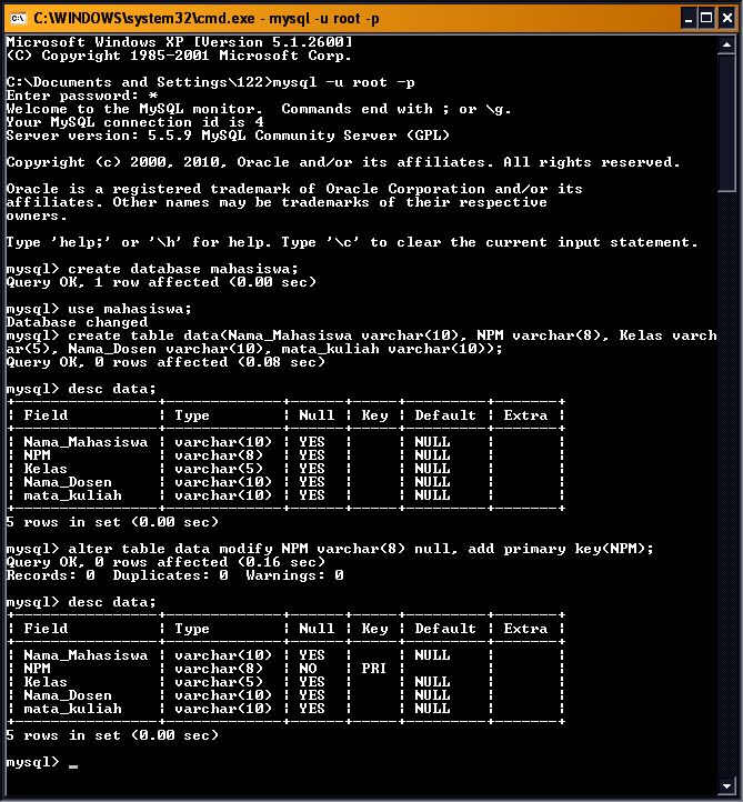 Membuat database & table menggunakan MySQL | BlaCk Box