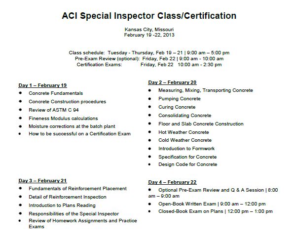KAPAKRMCA Special Inspector Class & Certification Exam