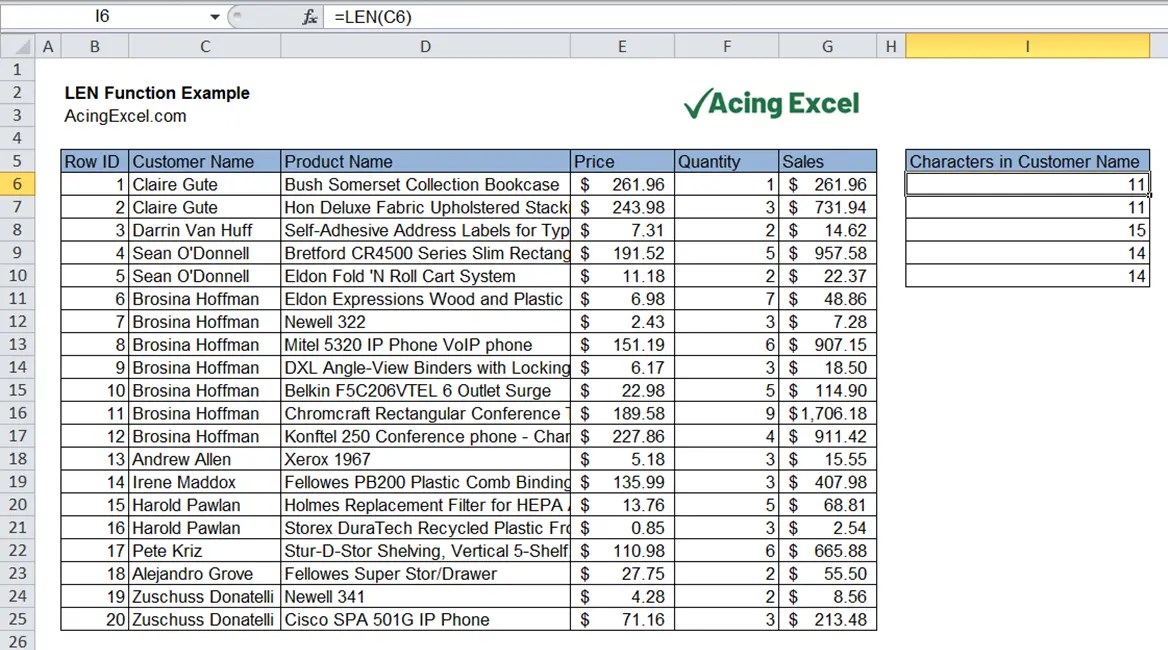 Excel LEN function Acing Excel
