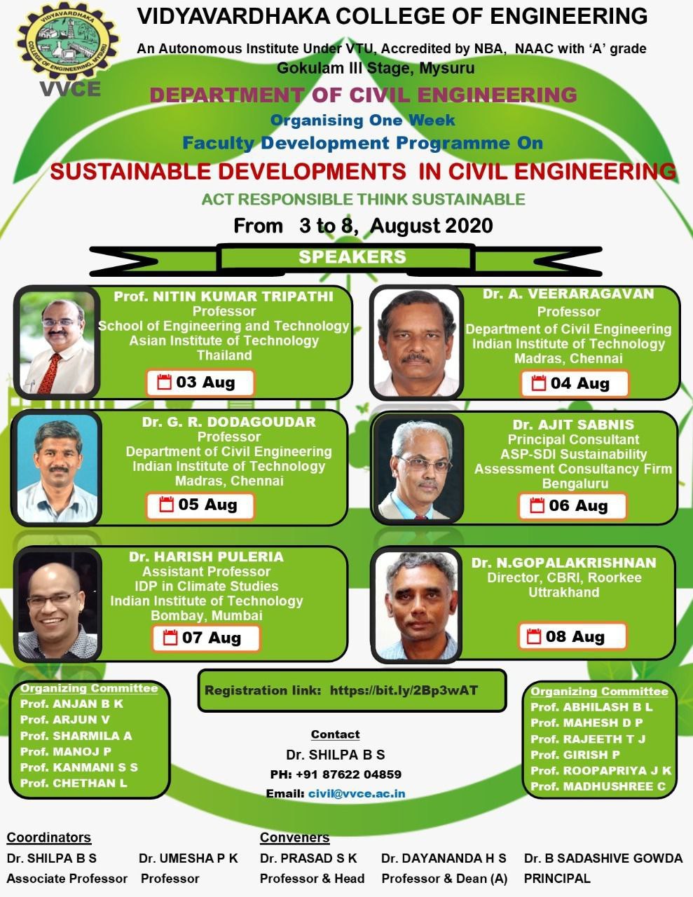 WEBINAR; FDP ON “SUSTAINABLE DEVELOPMENTS IN CIVIL ENGINEERING” (3rd to