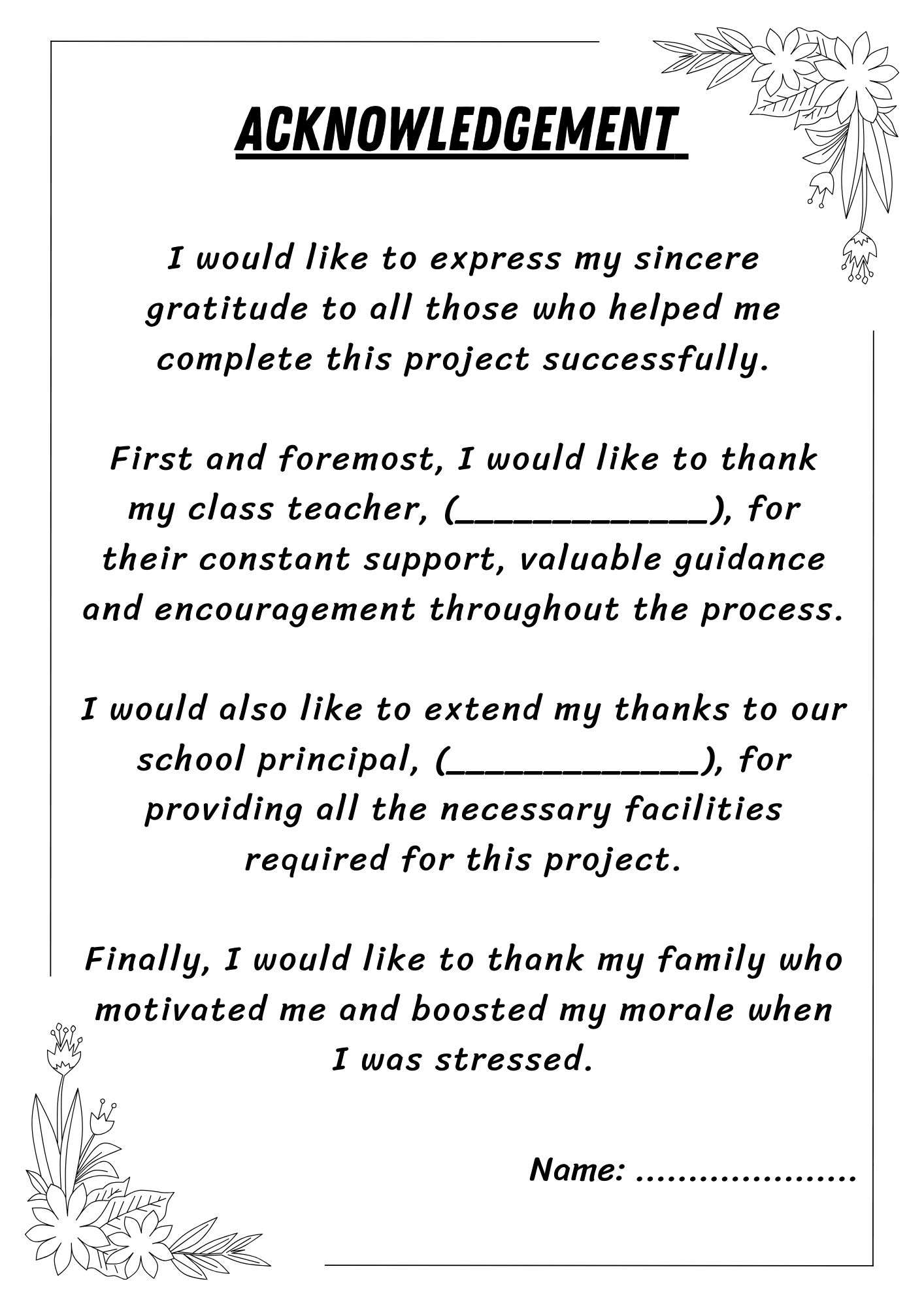 Worksheet acknowledgements