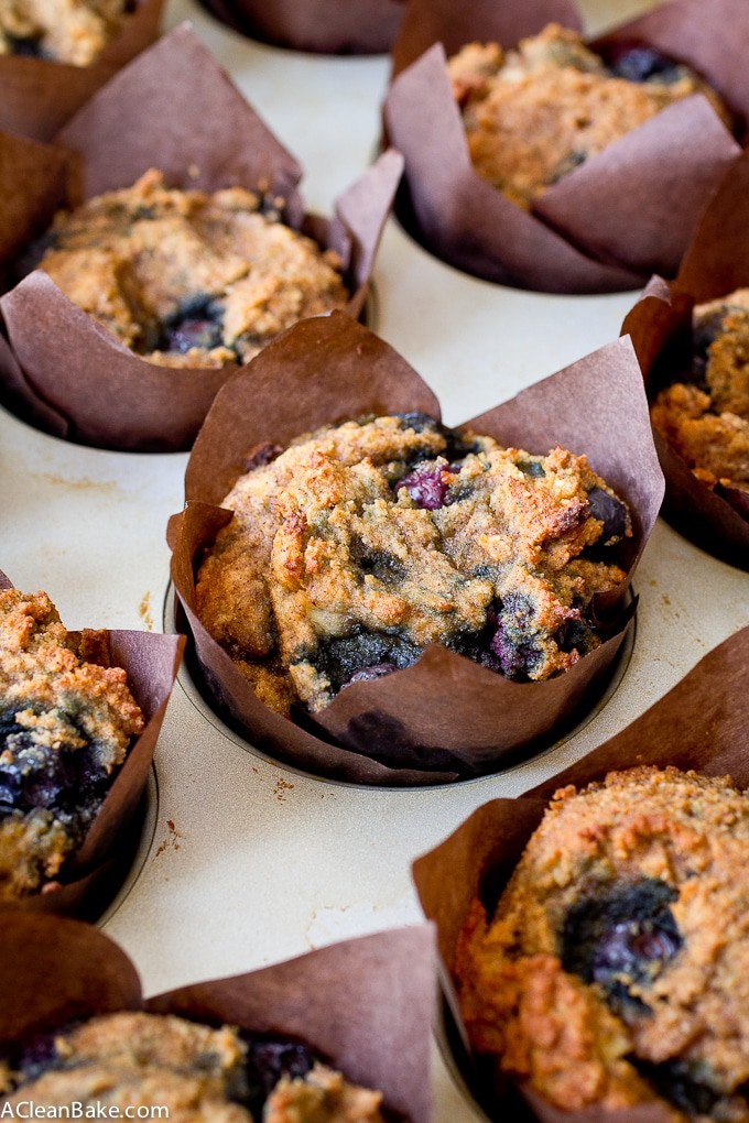 Paleo Banana Blueberry Muffins (Gluten Free, Low Carb)