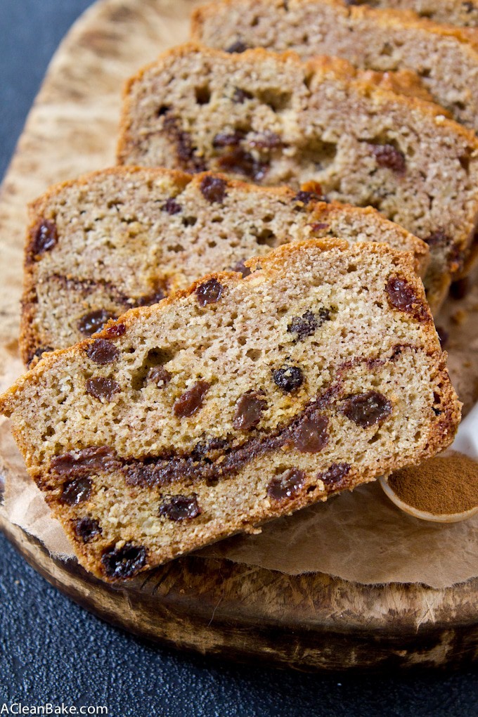 Grain Free Cinnamon Raisin Swirl Bread (Yeast Free, too)