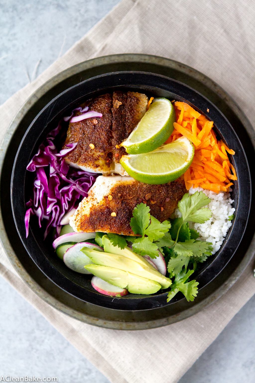 Fish Taco Bowls (Gluten Free, Paleo) A Clean Bake
