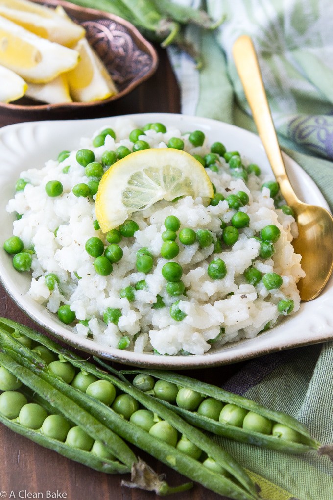 Lemon & Green Pea Risotto (Gluten free and Dairy Free)