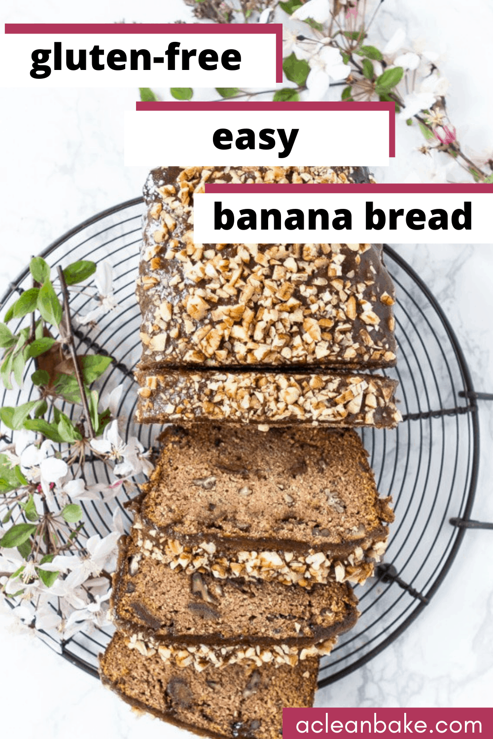 Gluten Free Paleo Banana Bread with Pecans, Dates and Caramel Glaze