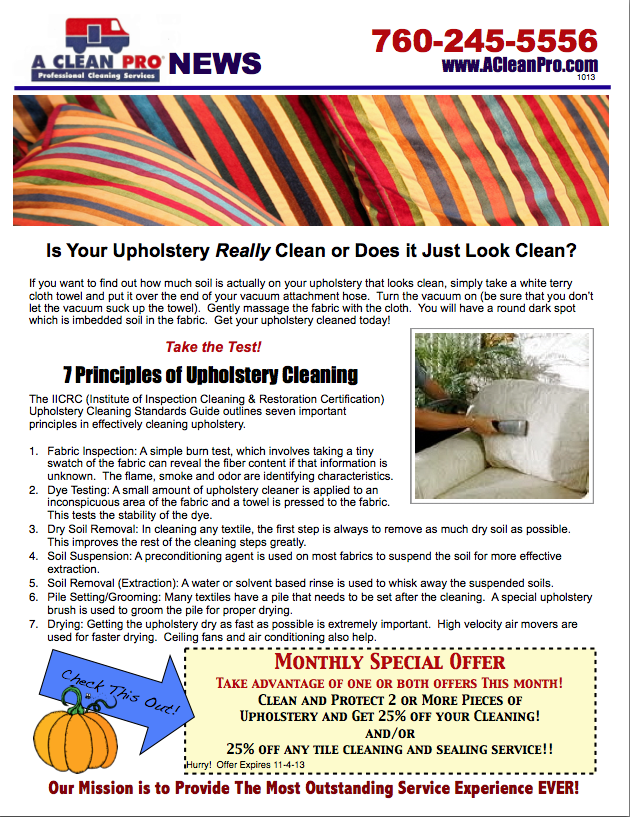 October Newsletter Carpet Cleaning Victorville