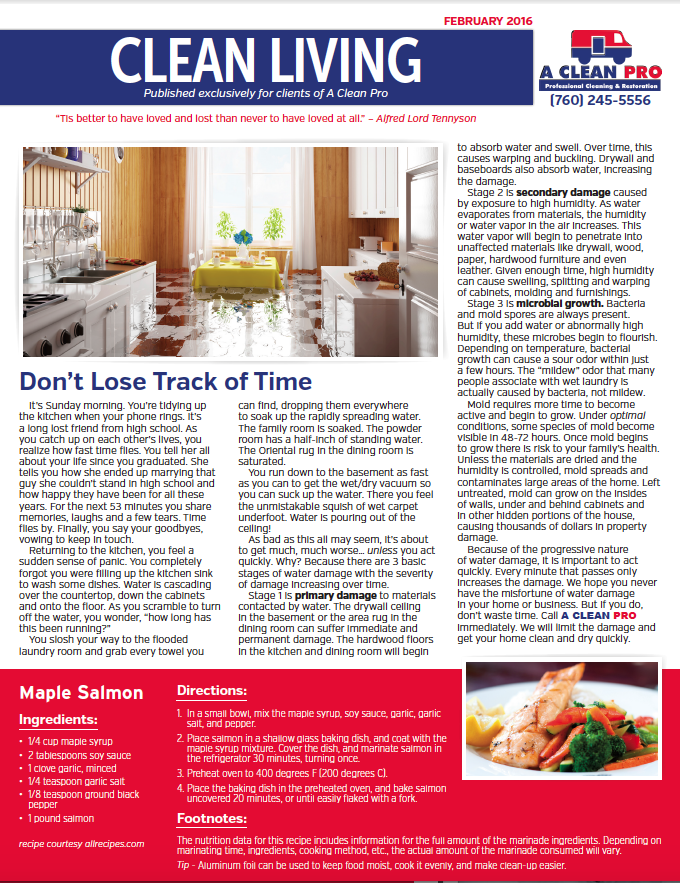 Monthly Newsletter February 2016 Carpet Cleaning Victorville