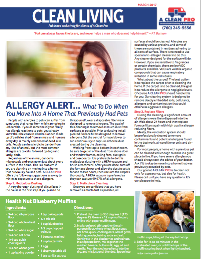 March Newsletter Carpet Cleaning Victorville