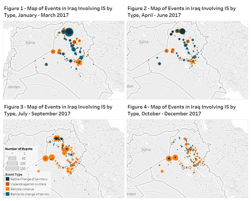 Dashboard Map of Events Involving IS in Iraq by Type, January