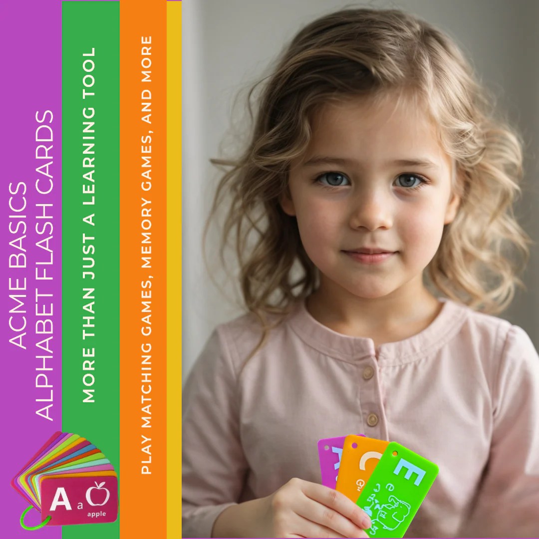 ABC Flash Cards Silicone for Toddlers by Acme Basics, 26 Alphabet Lett