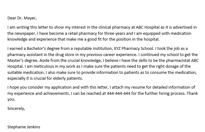 Professional Pharmacist Cover Letter Examples and What You Need to Know