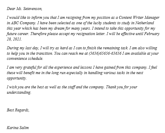 How To Write Career Change Resignation Letter Template Business PSD