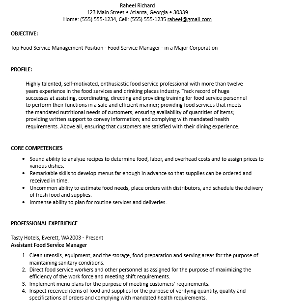 6+ Food Service Resume Template Business PSD, Excel, Word, PDF