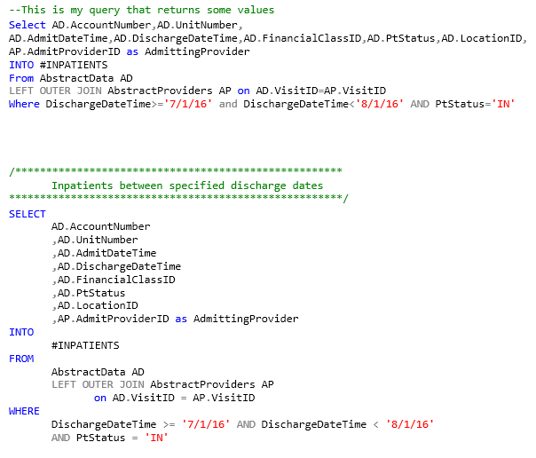 Clean TSQL Formatting