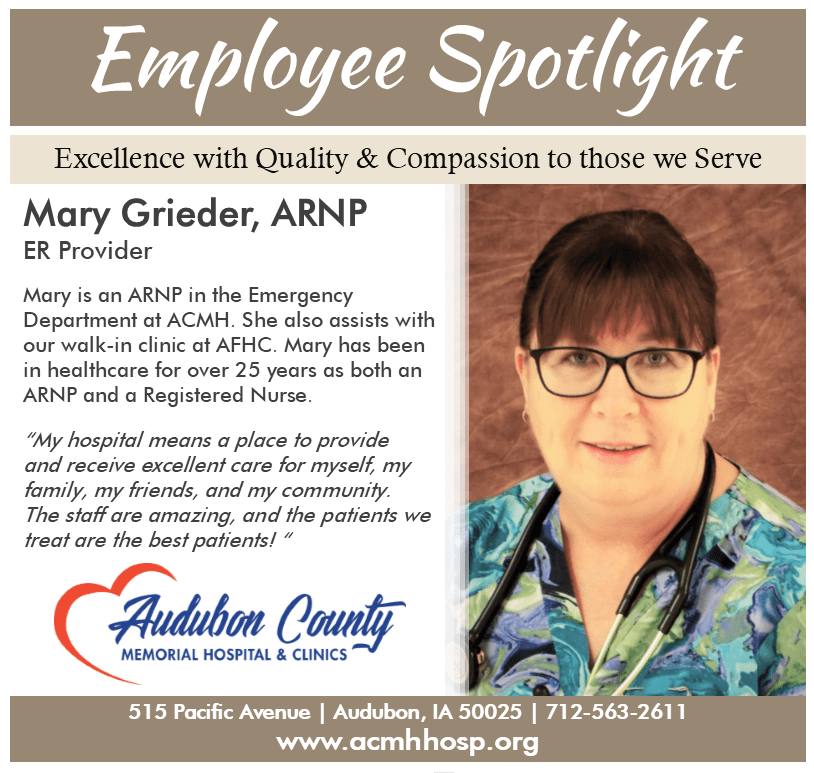 Employee Spotlight Mary Grieder Audubon County Memorial Hospital