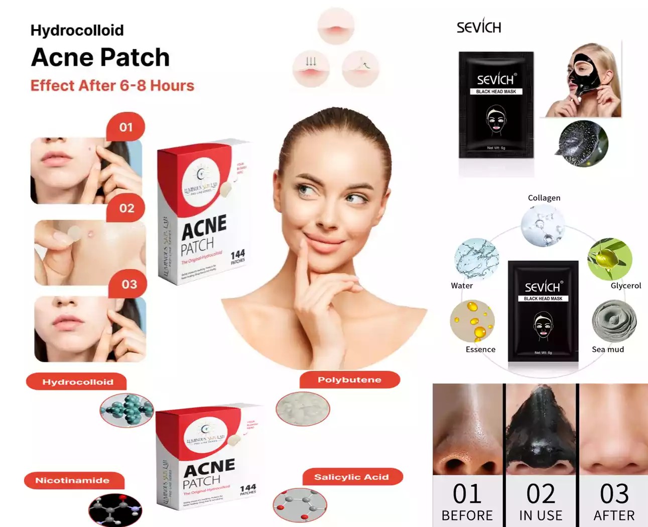 2 Boxes ACNE Patch 288 Count FREE Blackhead Masks x 3 Total Pimple